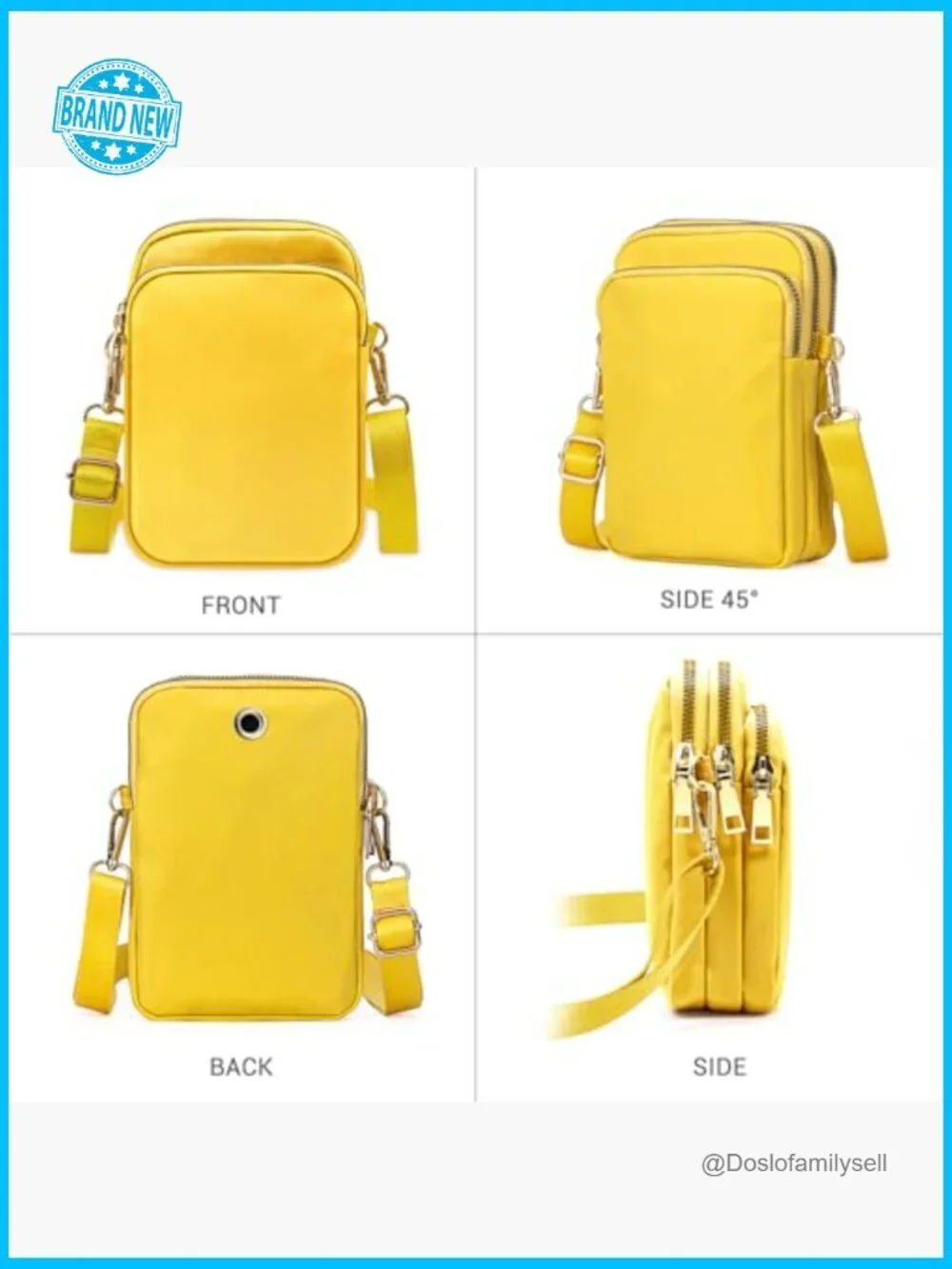 Small Crossbody Bag with Multiple Zipper Pockets Adjustable Strap for Essentials